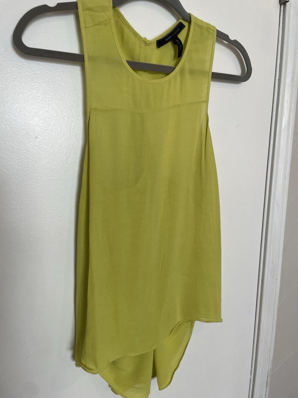BCBG Max Azria XS Top Tank Chartreuse Asymmetrical XSmall Shirt